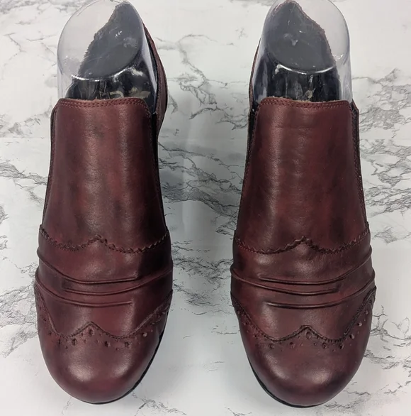 Rieker Mariah 30 Burgundy Leather Slip On Booties - EU 39 / US 8-8.5 - Picture 1 of 14